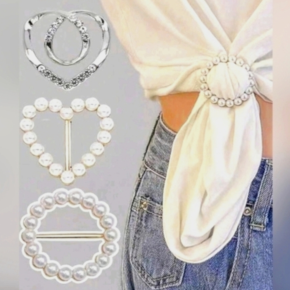 8 Clip Pack T-Shirt Tie Sgirt Clips - Scarf & Shirt Buckle Clips - Picture 3 of 7